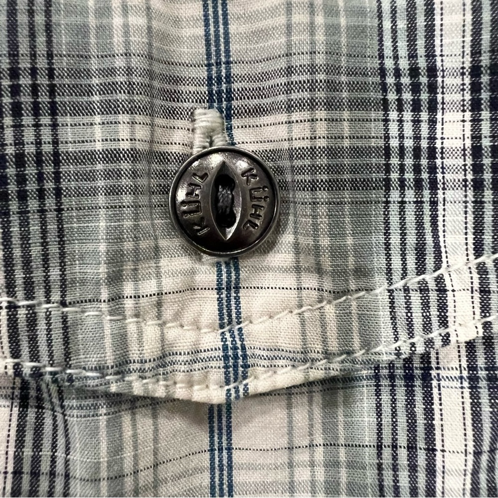 Kuhl Men’s XL Extra Large Eluxur Madras Button Down Plaid Shirt Blue Gray Hiking - Picture 5 of 10